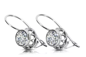 Argent sterling 925 Zircon Des boucles d'oreilles Style vintage vec117s